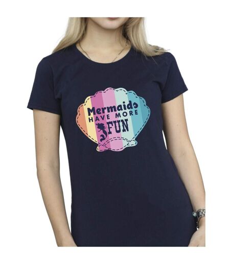 Disney T-shirt en coton amusant La petite sirène Femme/Femme (Bleu marine) - UTBI26355
