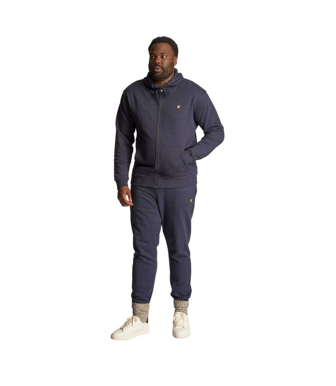 Mens plus full zip hoodie marine Lyle & Scott-4