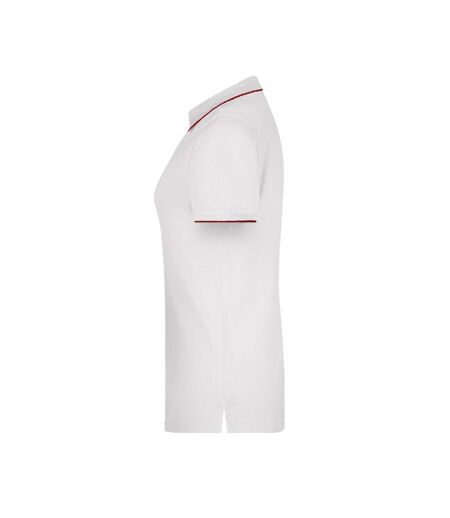 Polo Motif/style À Rayures Femme Blanc Rouge James And Nicholson
