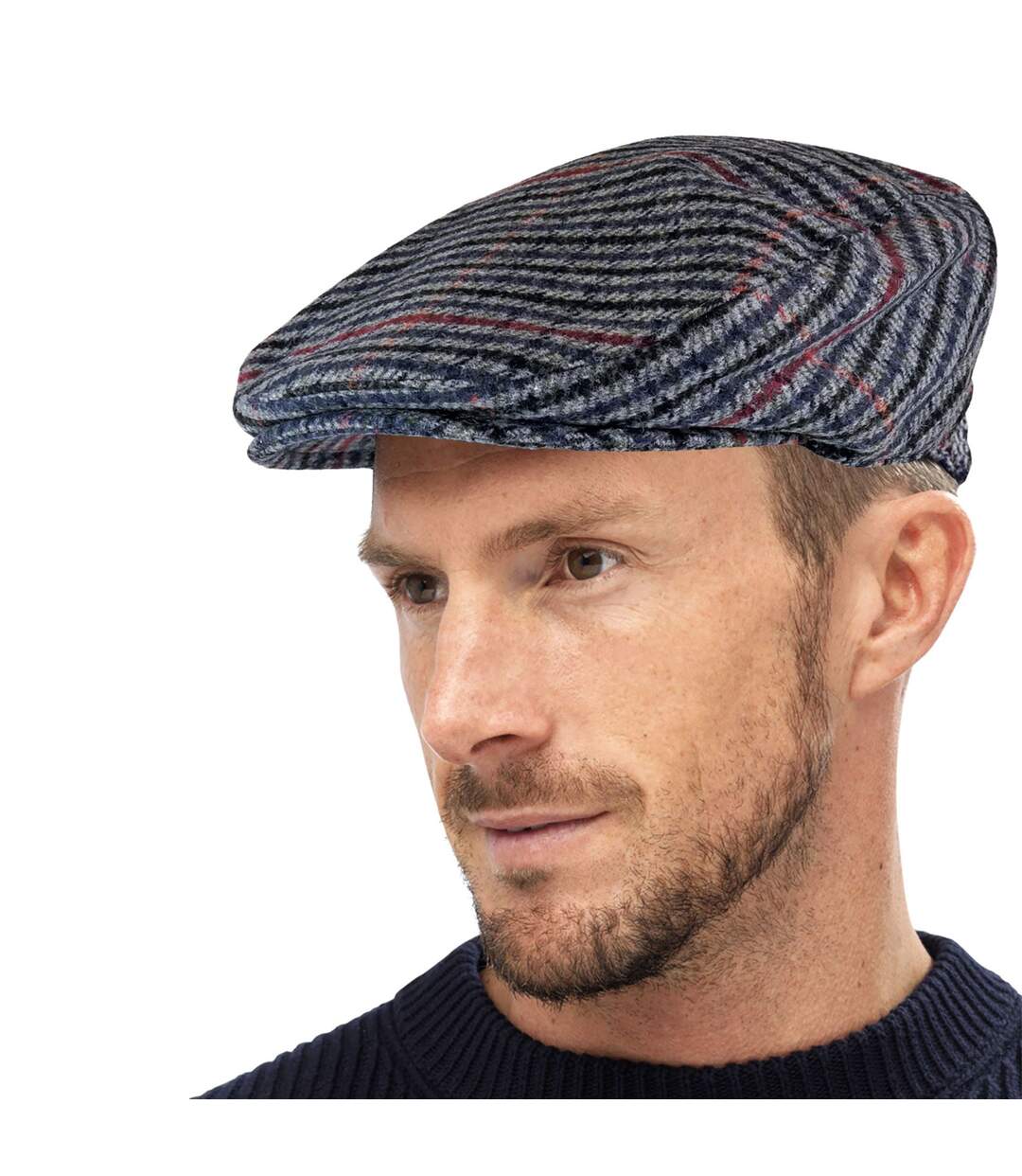 Mens Traditional Tweed Design Checked Flat Cap-3