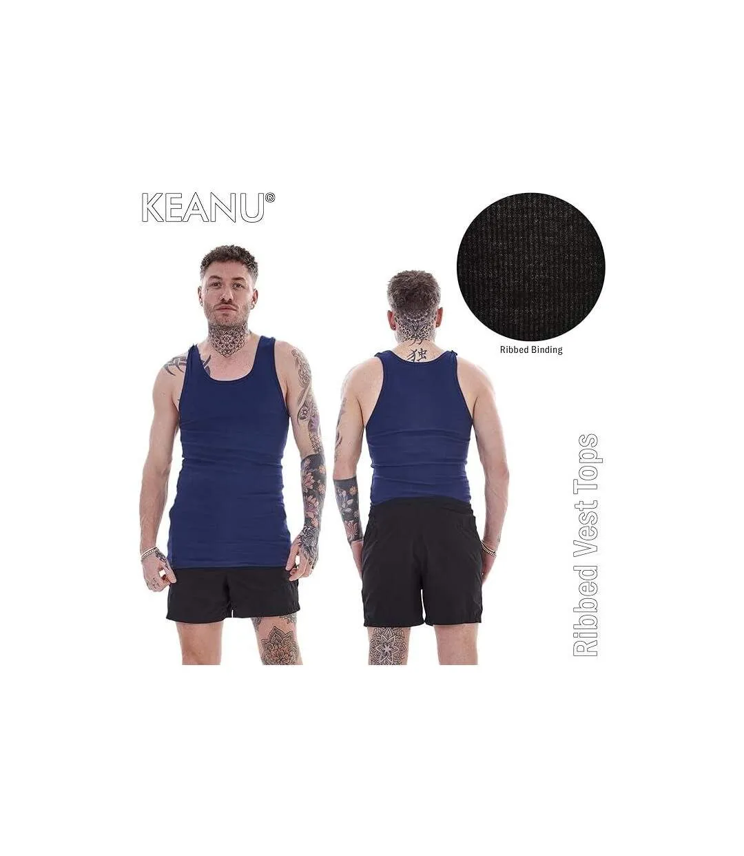 Débardeurs Motif/style Côtelé Homme Noir Gris Blanc Bleu Marine Keanu-3