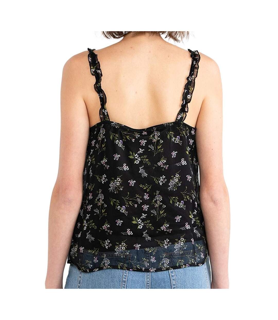 Top Noir à Fleurs Femme Vero Moda Debby - XS-2