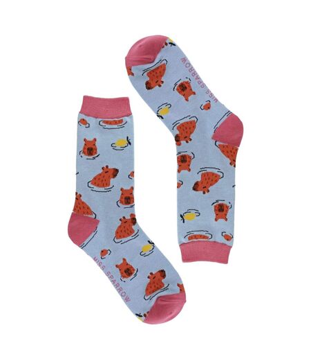 Miss Sparrow - Chaussettes Fantaisie Femme Bambou Motif Capybara Douces Cadeau