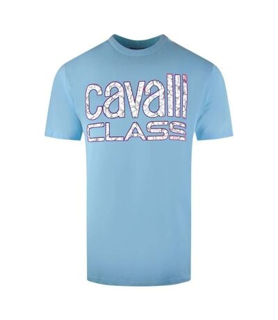 T-shirt Motif Floral Homme Bleu Cavalli Class