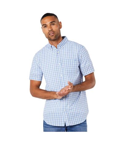 Mens sail checked short-sleeved shirt light blue Maine