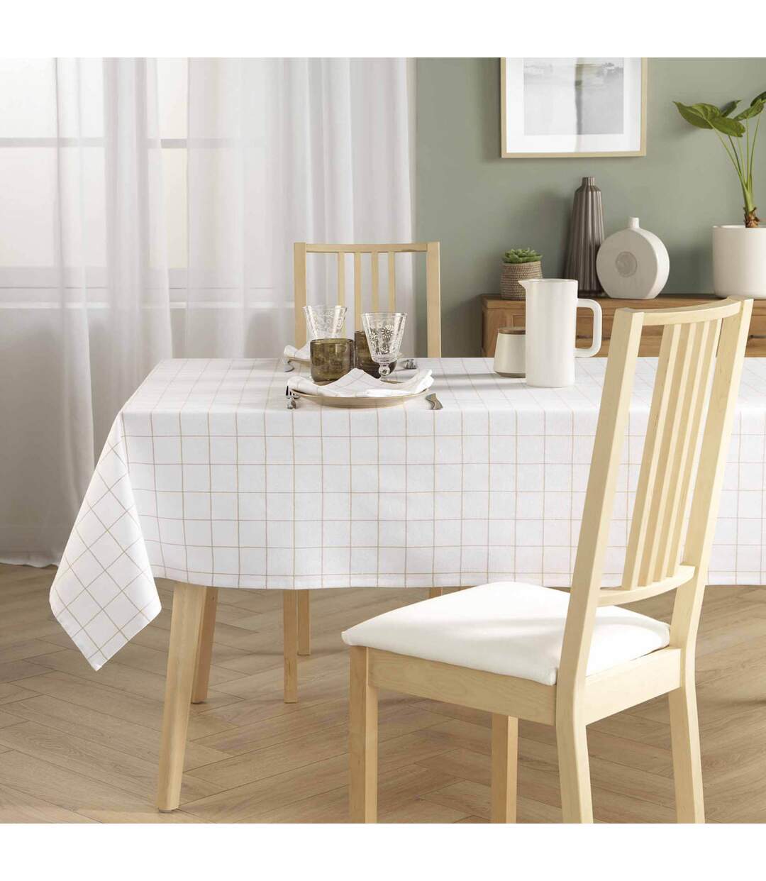 Nappe à Carreaux Axel 240cm Naturel-3