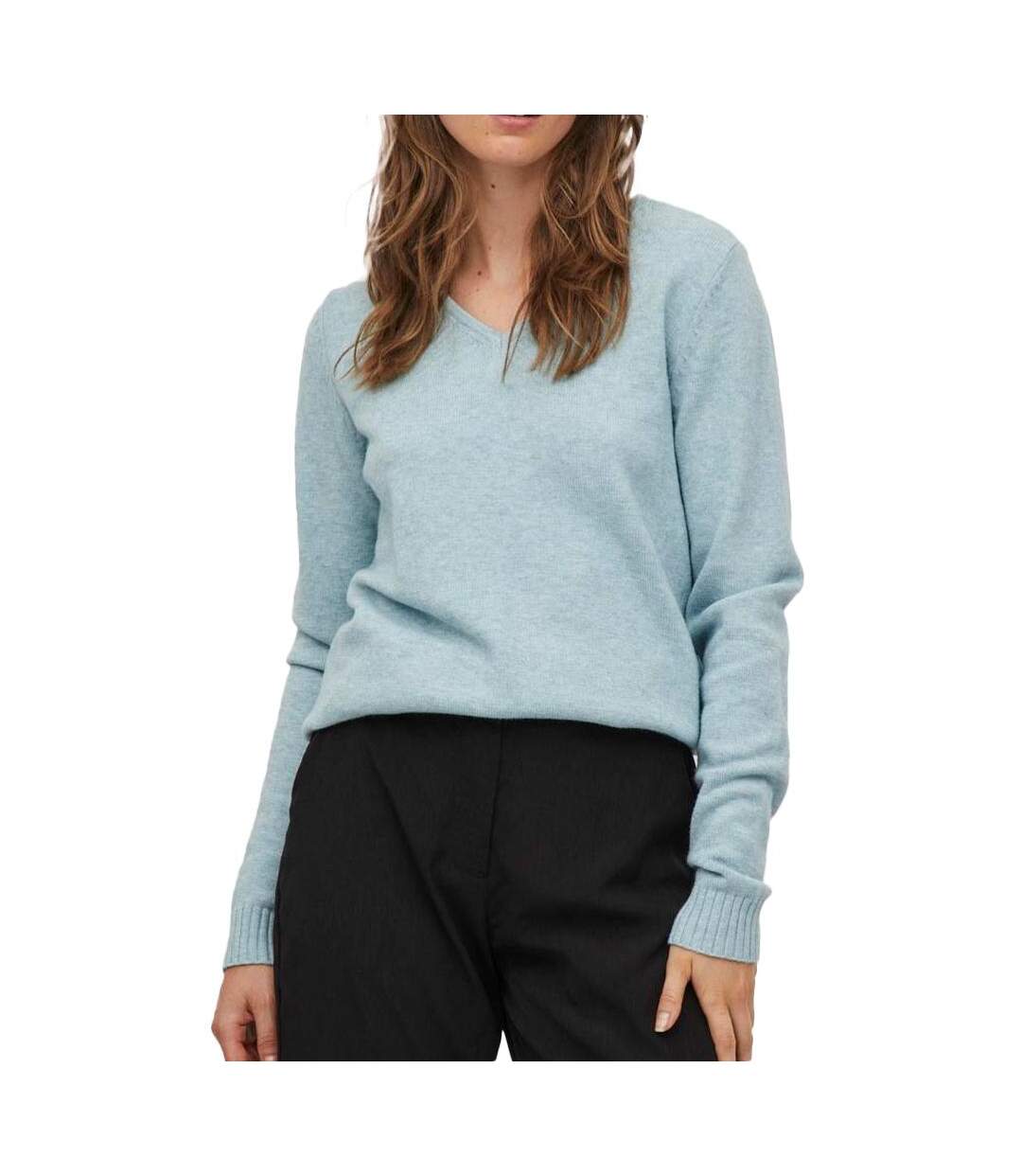 Pull Col V Vert d'Eau Femme Vila 69 - L-1