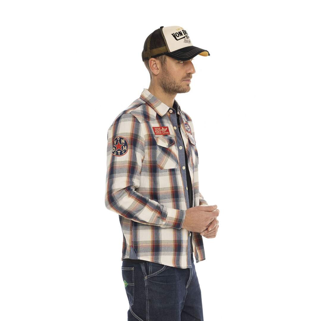 Chemise à carreaux à manches longues homme avec patchs Power Vondutch-5