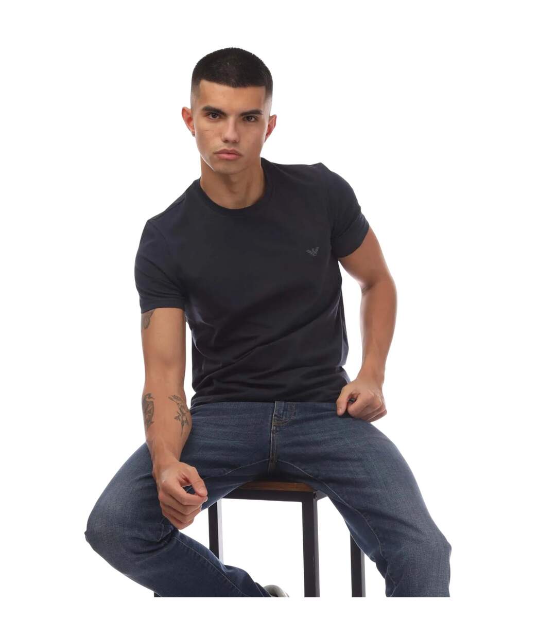 Pack Of 2  Mens Plain T-shirt  Navy Green Emporio Armani-1