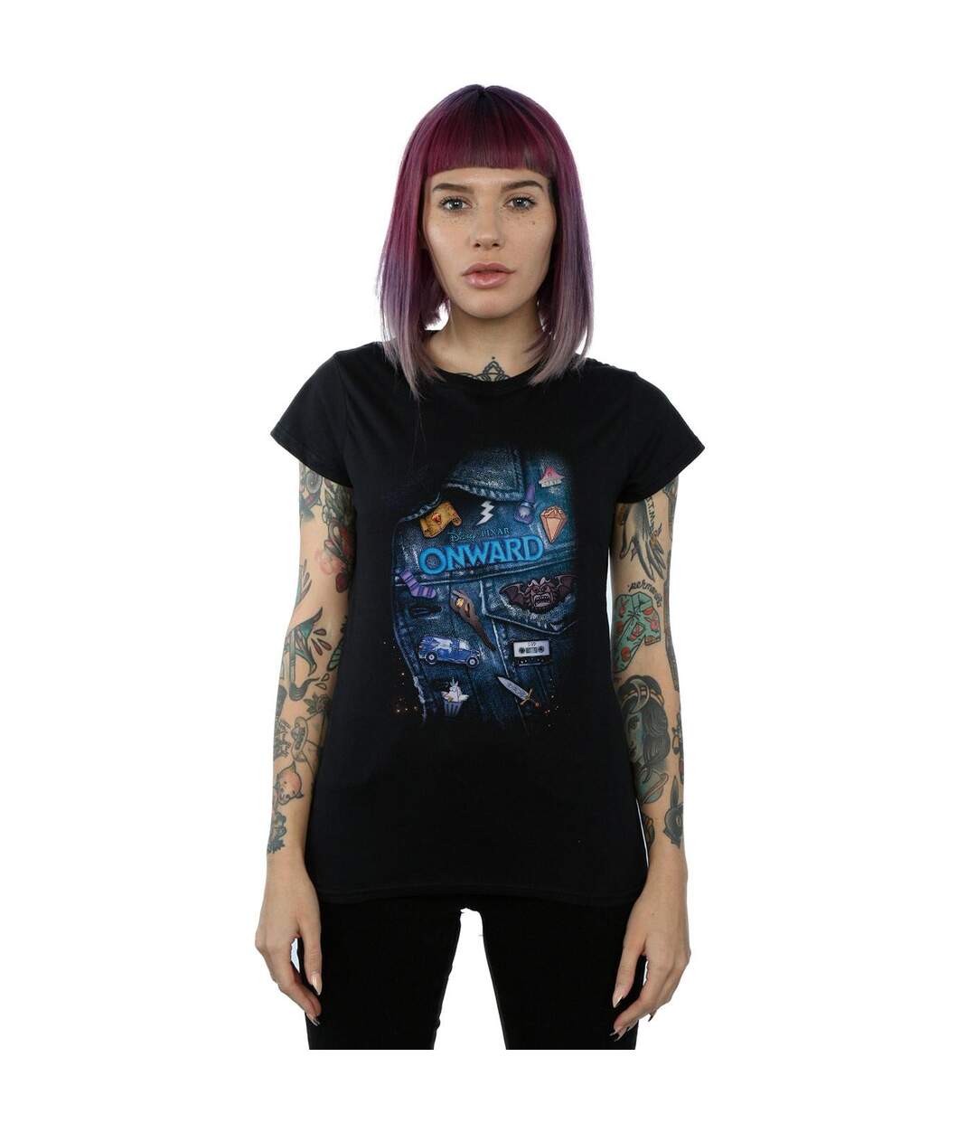 Disney T-shirt en coton avec détail veste Onward Femme/Ladies (Noir) - UTBI36473-2