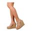 Womens/ladies elen ankle strap wedge cream Where´s That From