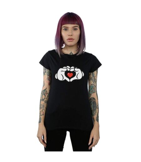 Disney T-shirt en coton Femmes/Ladies Mickey Mouse Heart Hands (Noir) - UTBI32107