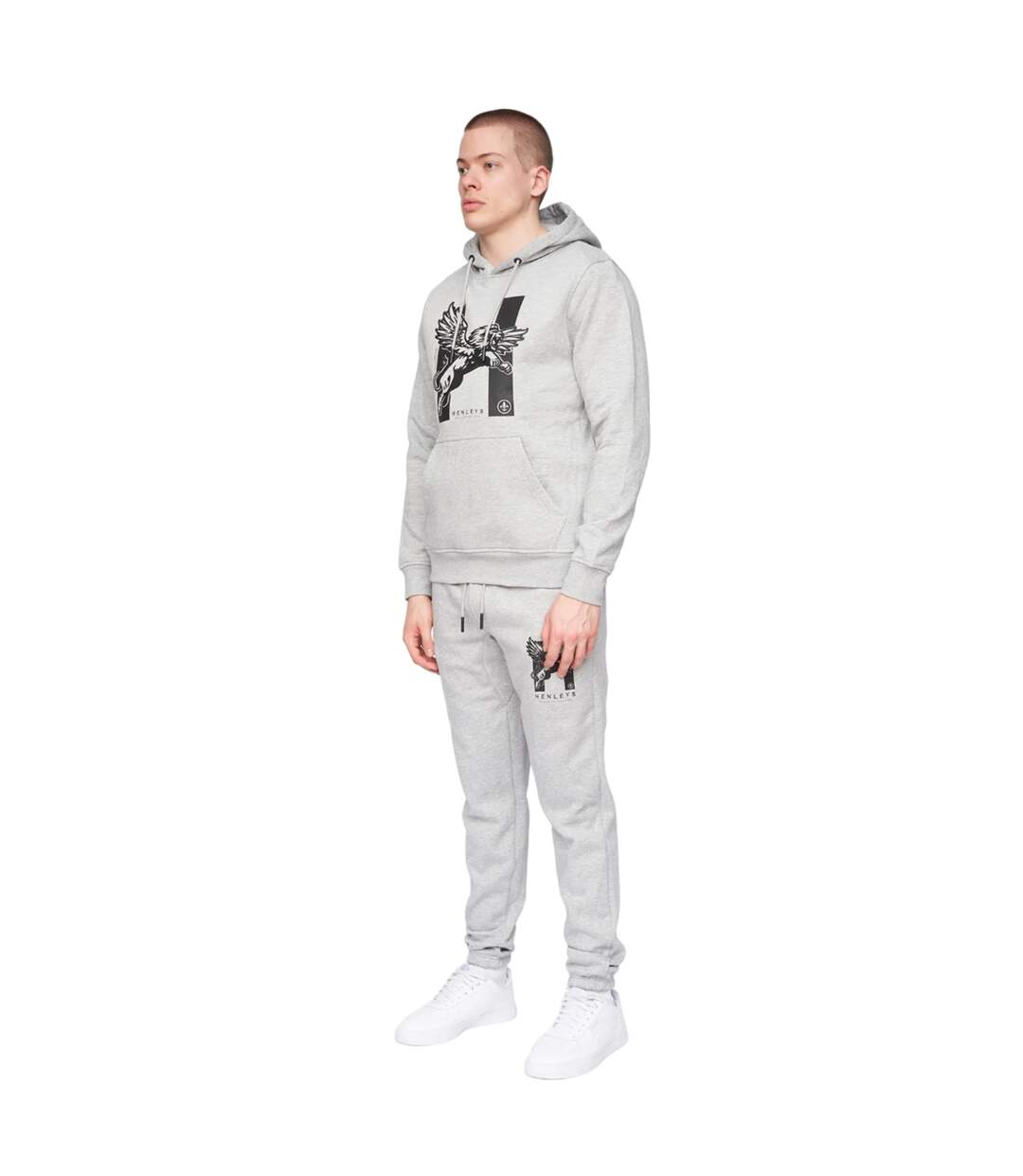 Sweat à capuche curveball homme gris chiné Henleys