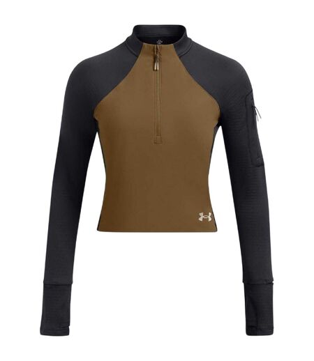 Womens/ladies Trail Run Half Zip Long-sleeved Top Grey Under Armour
