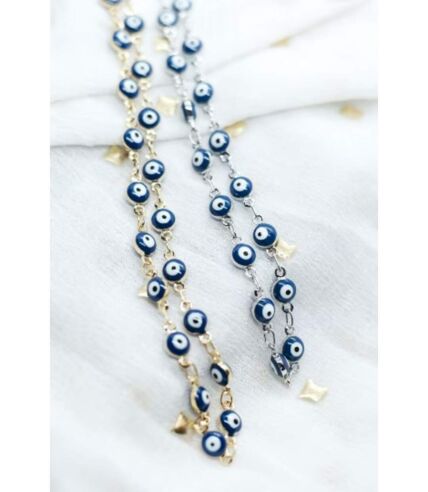 Evil Eye Blue Devil Eye Bead Minimalist Adjustable Turkish Boho Nazaria Necklace