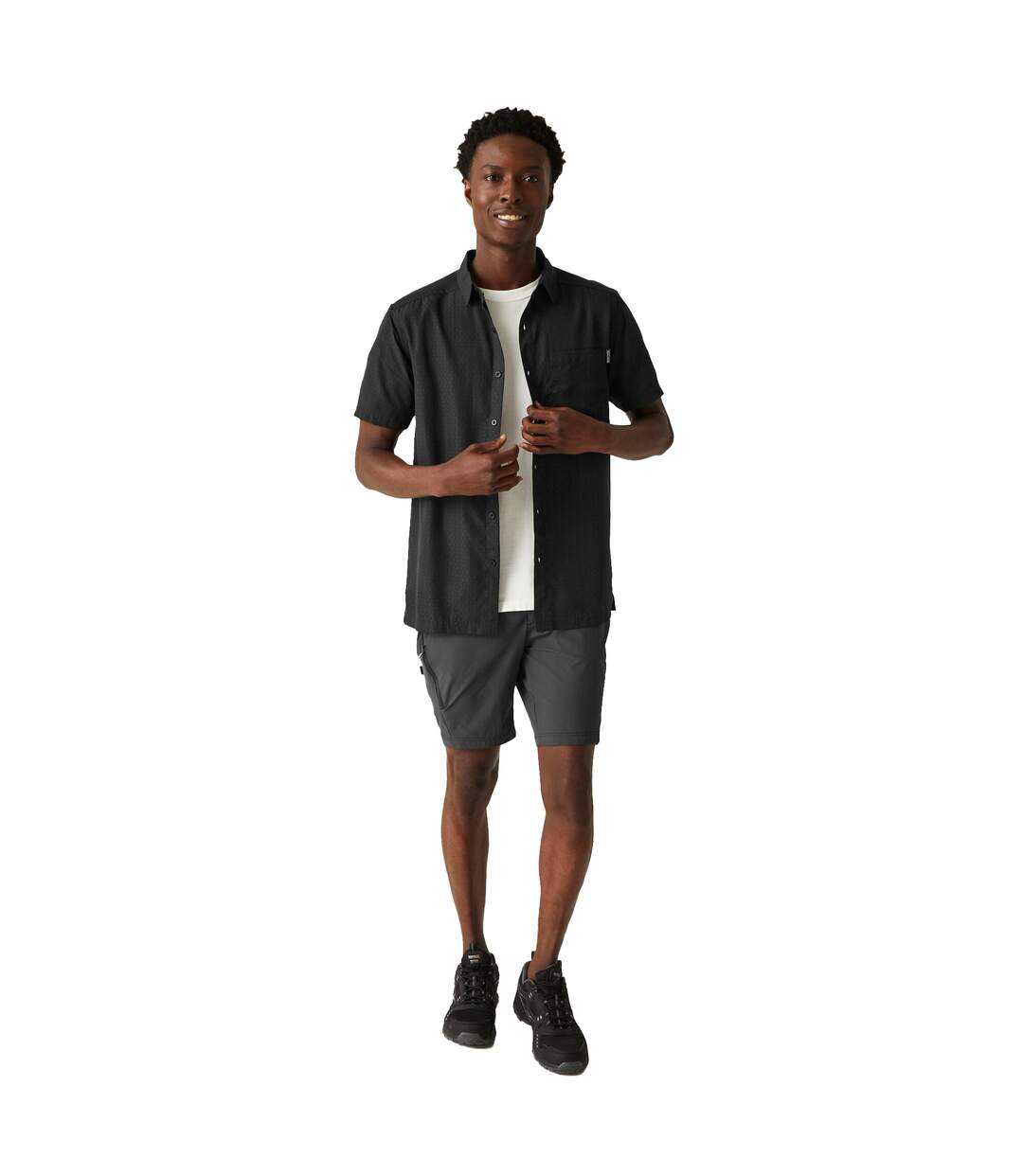 Mens Mindano Viii Patterned Short-sleeved Shirt Ash Black Regatta-1