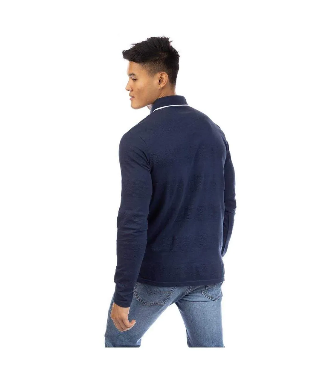 Polo Manches Longues Homme Bleu Marine Foncé Peter Werth-3