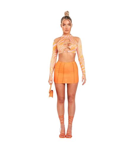 Haut Court Manches Longues Motif/style Découpé Femme Rose Imprimé Missy Empire