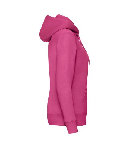 Womens/ladies lady fit full zip hoodie fuchsia Fruit of the Loom