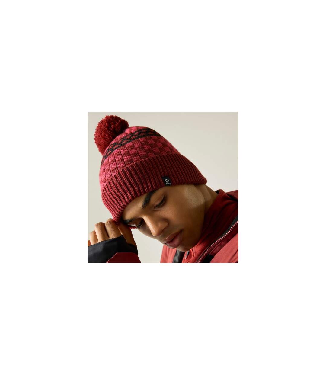 Bonnet À Pompon Motif/style Pompon Homme Rouge Foncé Dare 2B-1