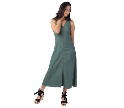 Robe longue larges bretelles SERAPHINE kaki Coton Du Monde
