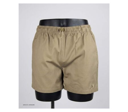 Short homme CHALLENGER 710095U001 beige : le bermuda 3 poches en pur coton pour l'été