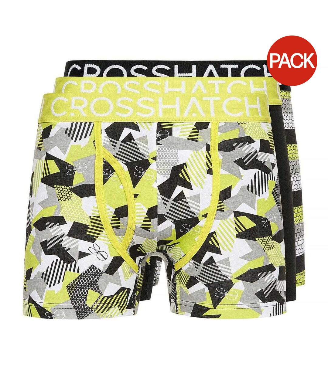 Boxers Crystaline Homme Jaune Noir Blanc Crosshatch-1