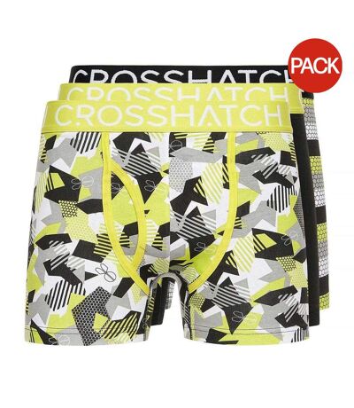 Boxers Crystaline Homme Jaune Noir Blanc Crosshatch