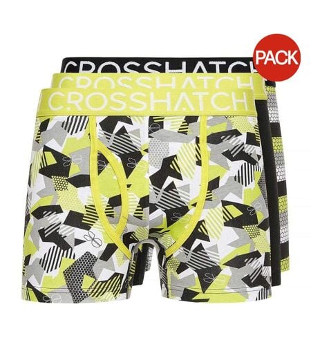 Boxers Crystaline Homme Jaune Noir Blanc Crosshatch