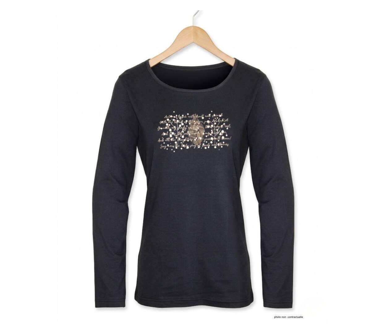 MAYFLOWER NOTICE2 – Tee-shirt manches longues noir sérigraphié pour un style chic et intemporel-2
