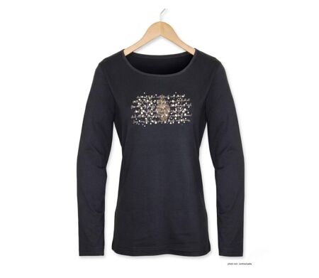 MAYFLOWER NOTICE2 – Tee-shirt manches longues noir sérigraphié pour un style chic et intemporel