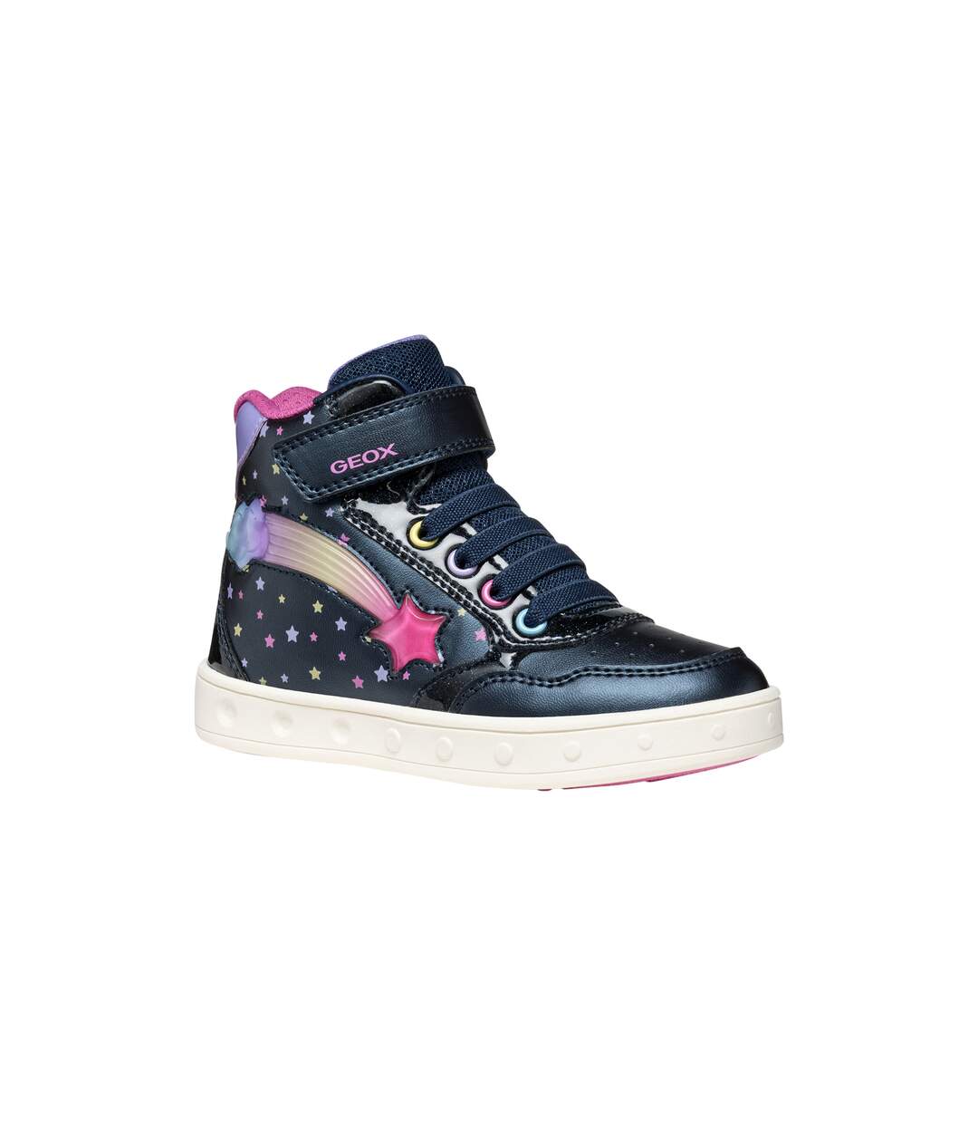 Basket Montante à Lacets Geox Enfant Skylin Girl Synt.Lea+Pea-2
