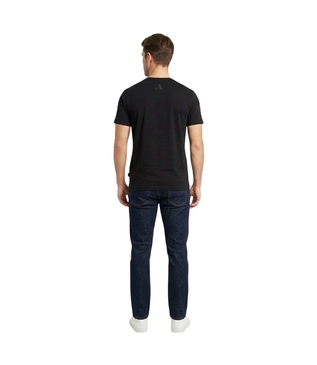 Mens Crew Neck Regular T-shirt Black Aquascutum-4