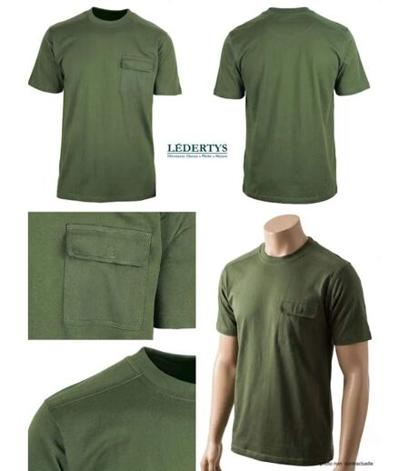 Tee-shirt Chasse LY0600 Homme Ledertys avec Renforts Épaules Kaki