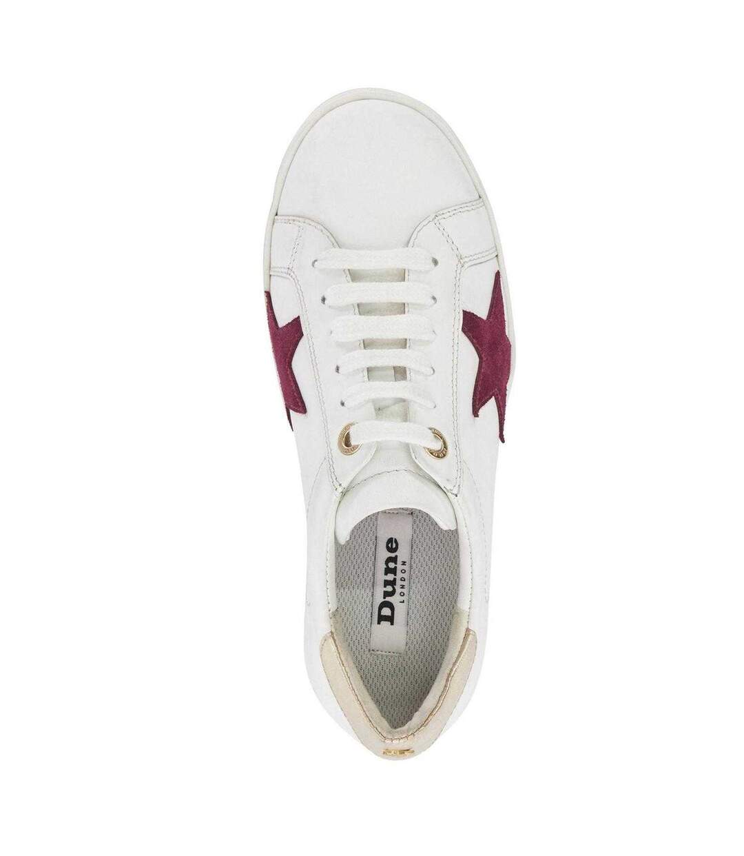 Womens/ladies Edriss Metallic Star Canvas Platform Trainers White Red Dune London-3
