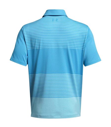 Mens Playoff 3.0 Stripe Polo Shirt Light Blue Under Armour