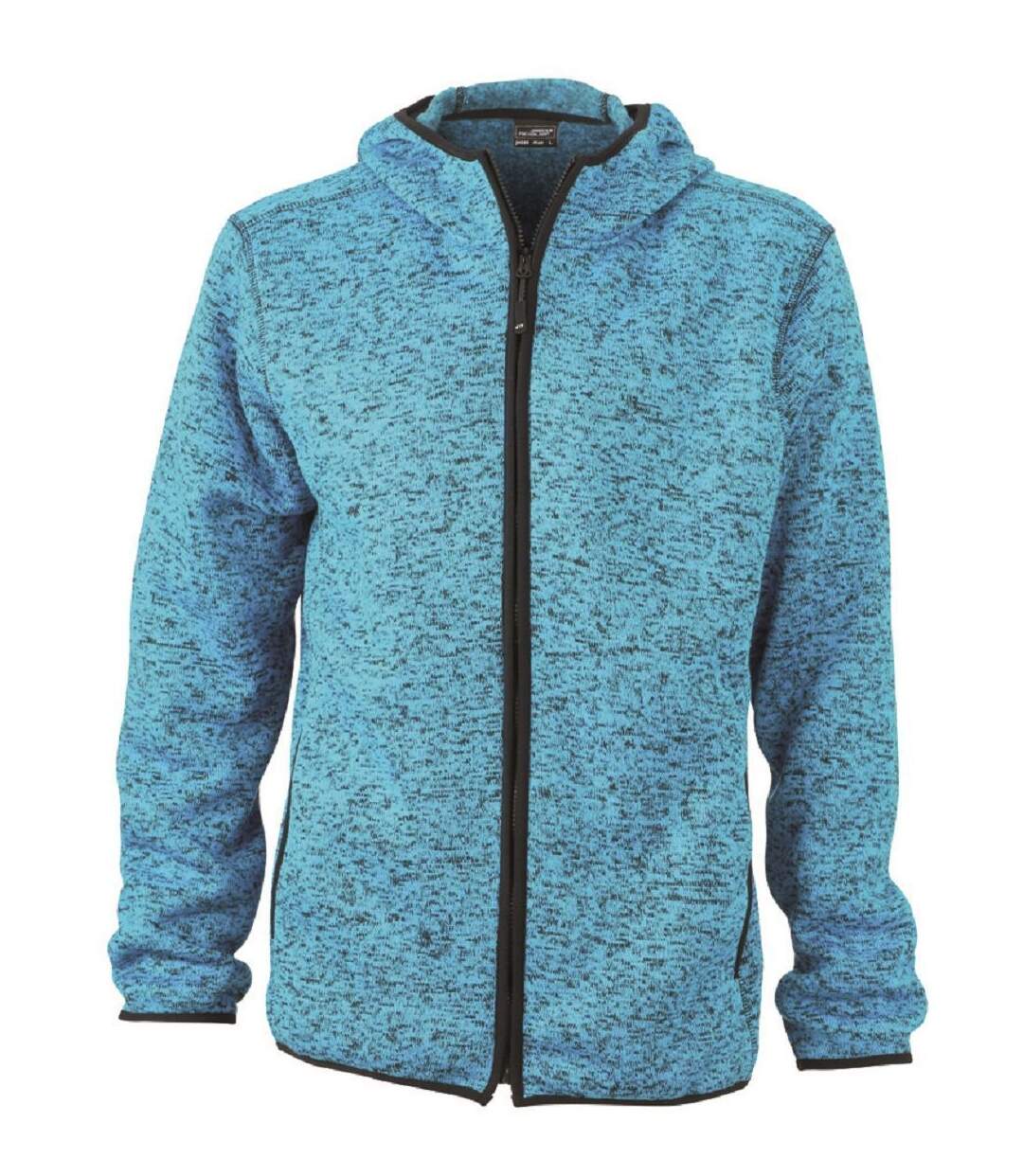 Veste tricot polaire à capuche HOMME- JN589 - bleu clair chiné-1