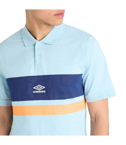 Umbro Mens Stripe Polo Shirt (Angel Blue/Ecru/Blazing Orange)