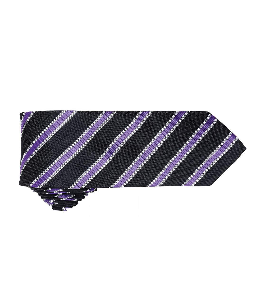 Premier Mens Waffle Stripe Formal Business Tie (Black/Rich Violet) (One Size) - UTRW5236-2