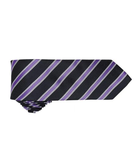 Premier Mens Waffle Stripe Formal Business Tie (Black/Rich Violet) (One Size) - UTRW5236