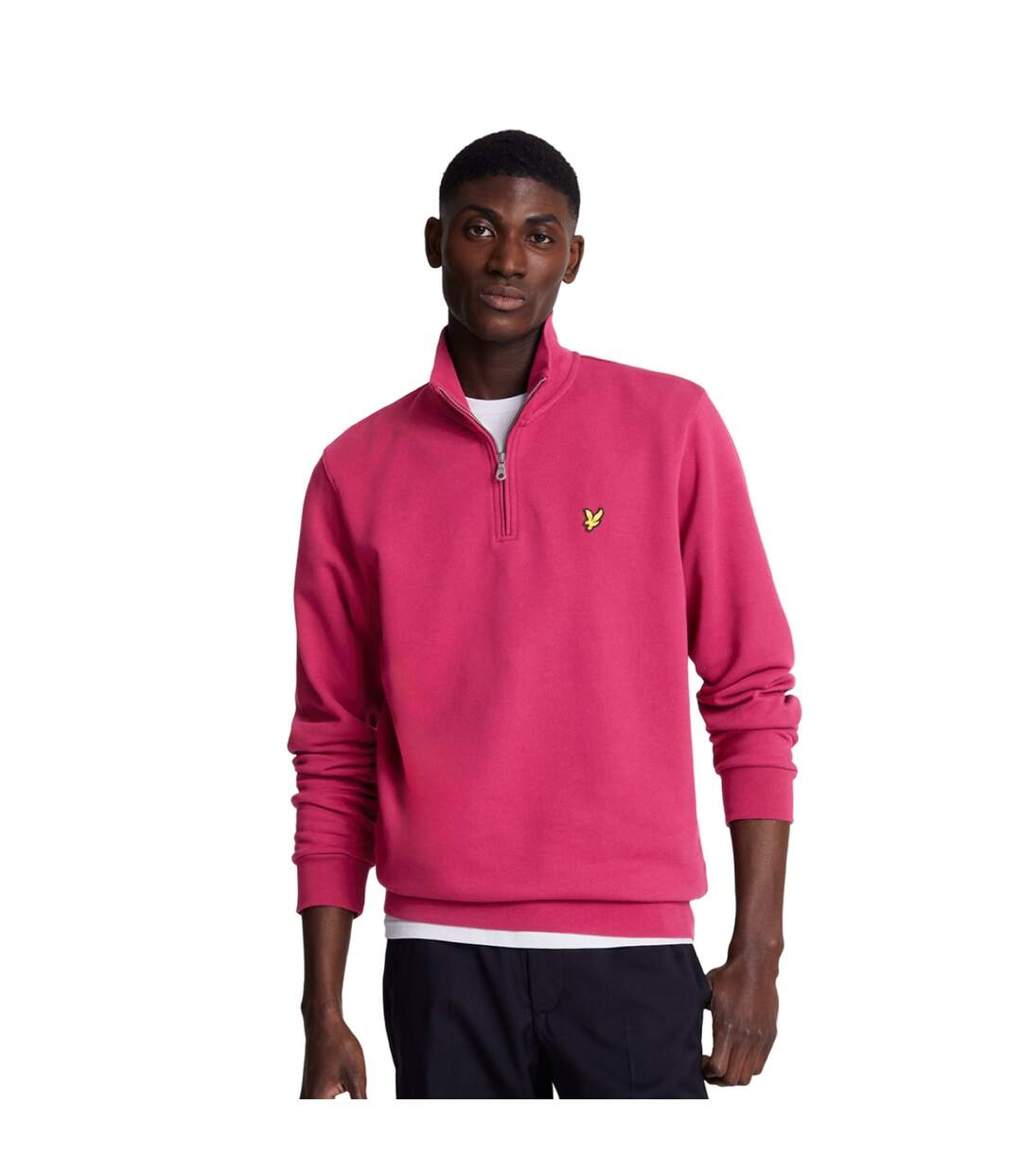 Mens loopback quarter zip sweatshirt rich burgundy Lyle & Scott