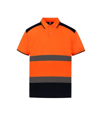 Yoko Adults Unisex Two Tone Short Sleeve Polo Shirt (Orange/Navy) - UTPC3958