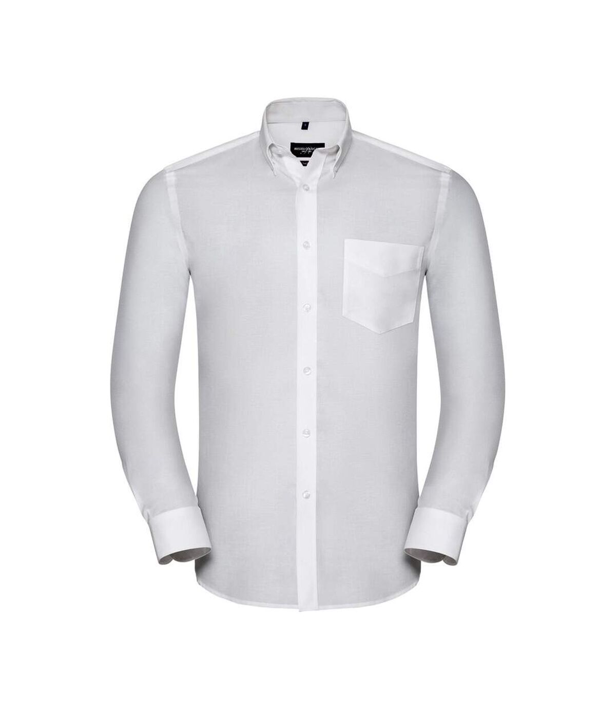 Russell Collection Mens Tailored Long Sleeve Oxford Shirt (White)