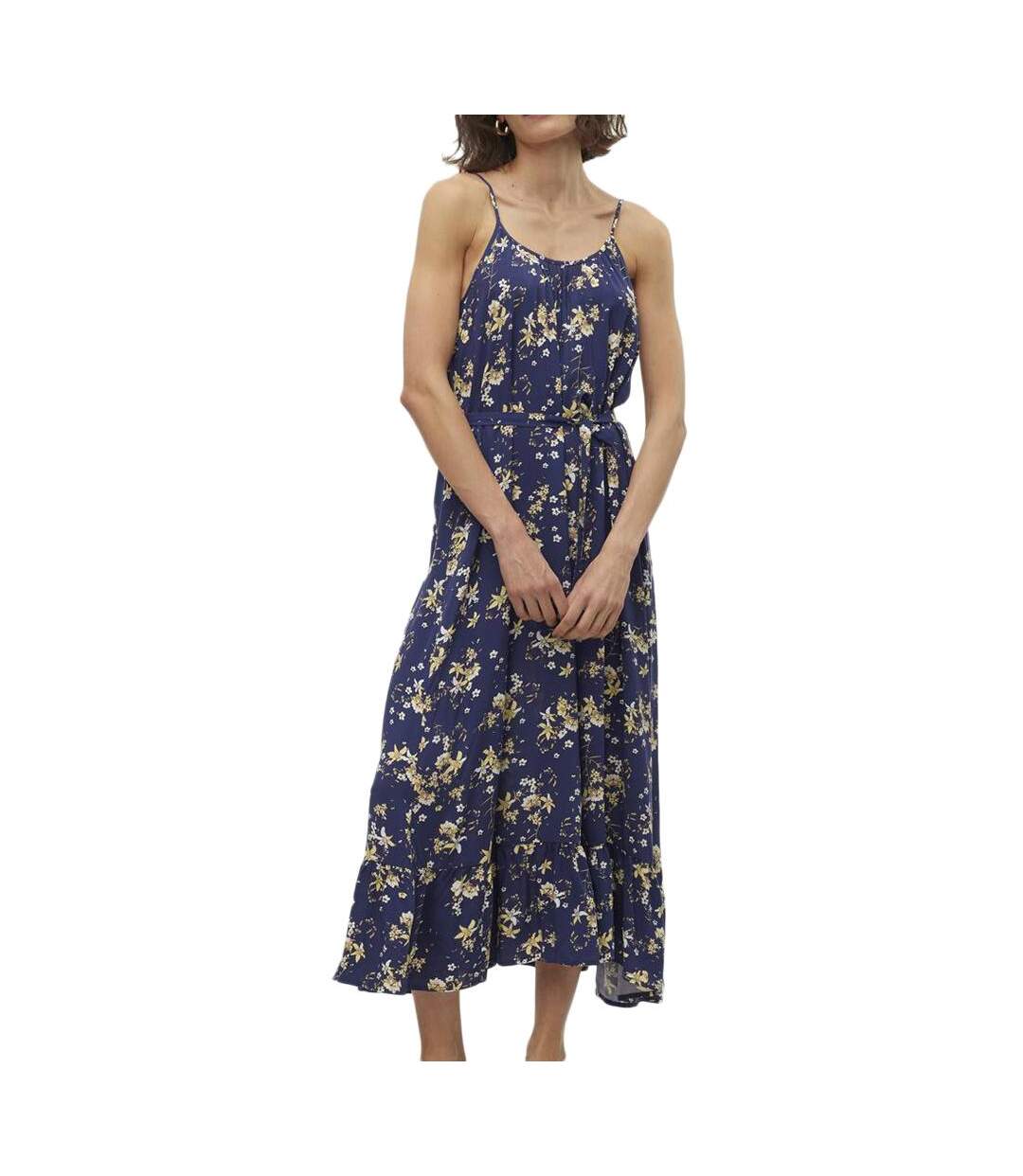 Robe Marine/Jaune à Motifs Femme Vero Moda Easy Joy - L-1