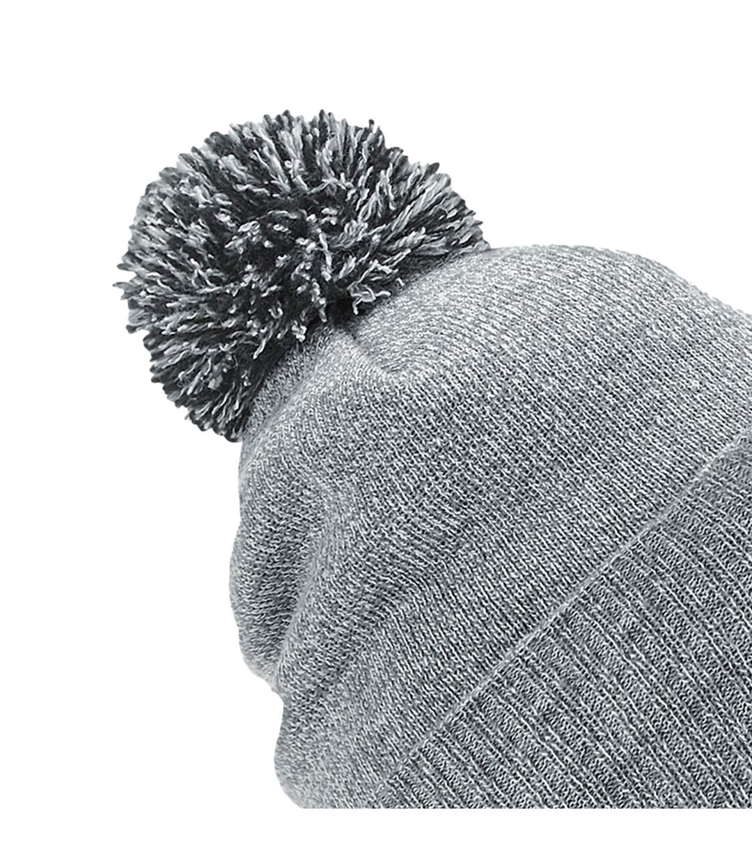 Unisex adult snowstar beanie heather grey/black Beechfield-3