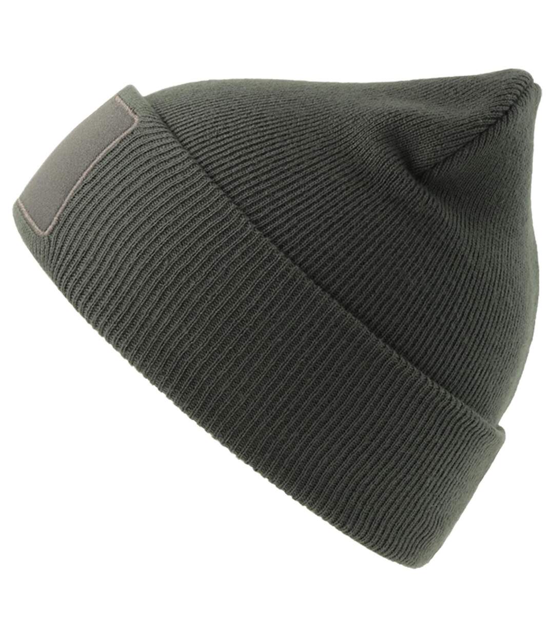 Unisex Adult Wind S Patch Recycled Double Skin Cuffed Beanie Dark Grey Atlantis-2
