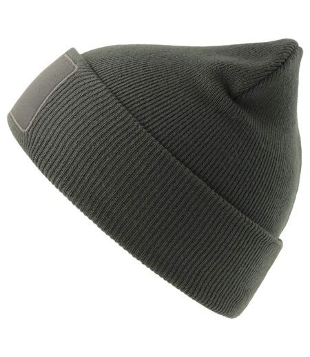 Unisex Adult Wind S Patch Recycled Double Skin Cuffed Beanie Dark Grey Atlantis