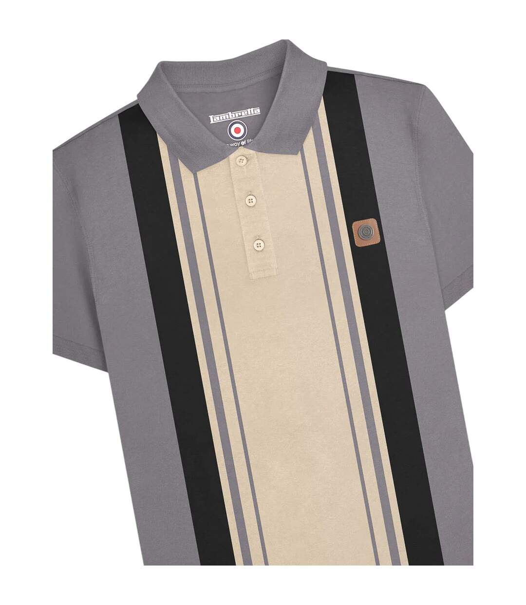 Polo Motif/style Rayure Fil Teint Classic Adulte Gris Lambretta-3