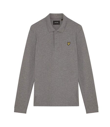 Mens long-sleeved polo shirt mid grey marl Lyle & Scott