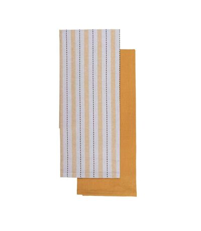 Set 2 Torchons Blanc/Jaune/Beige Luance Charlize 50x70cm - Taille unique